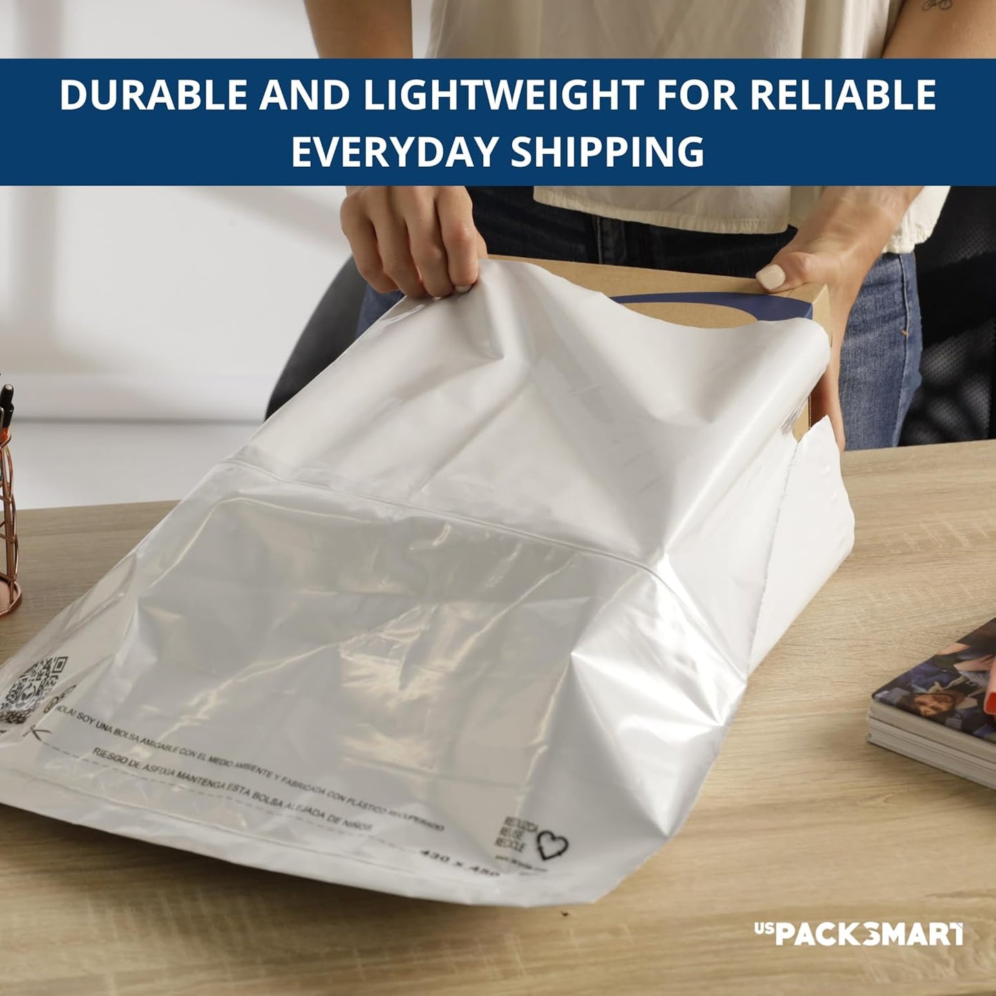 White Plastic Poly Mailers 9"x12" | Shipping Bags for Clothing, Books, and Accessories | Durable Shipping Envelopes | Waterproof, Tear-Proof with Strong Self-sealing Adhesive | 100-Pack