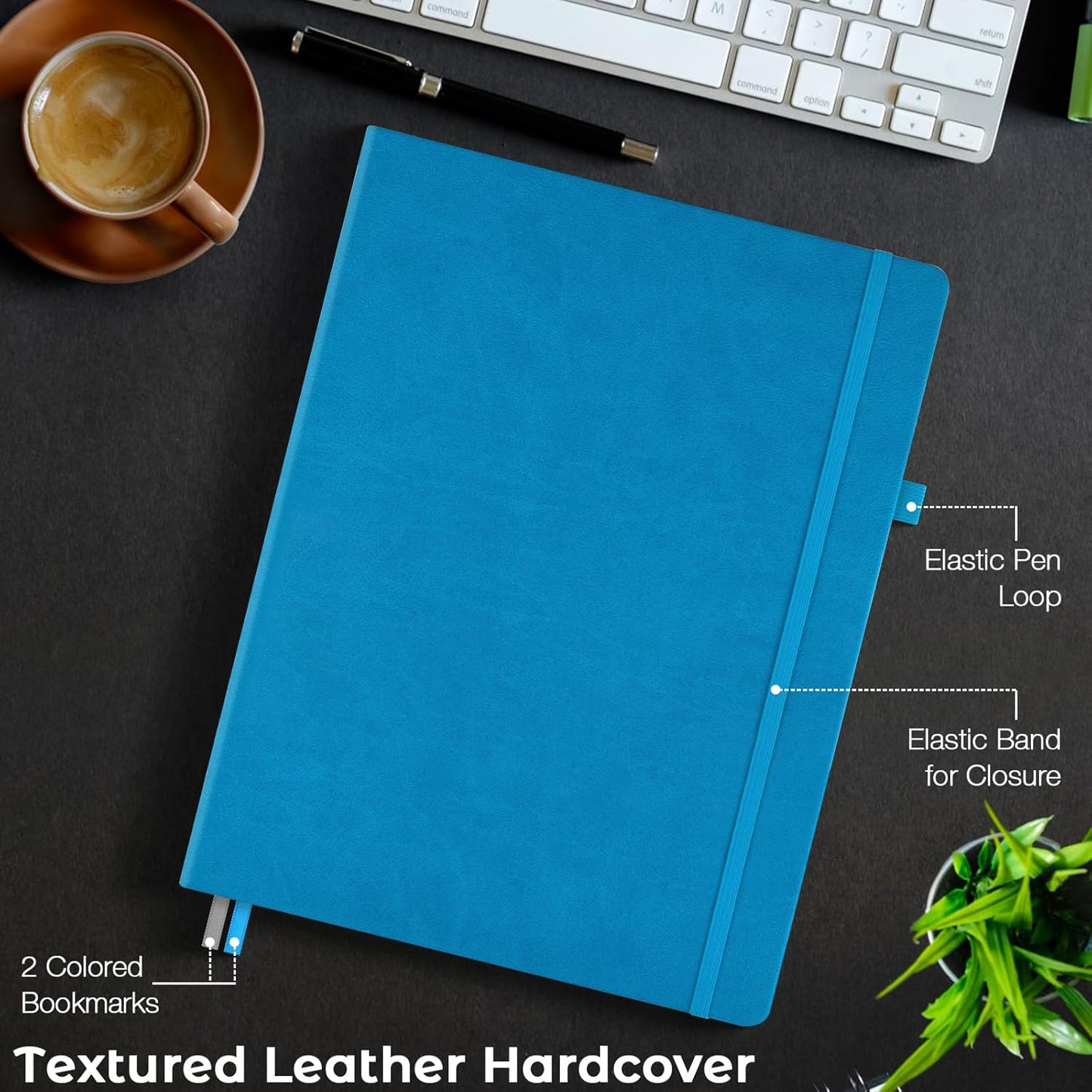 Dotted Journal, Hardcover Notebook 8.5 x 11, Dot Grid Notebook Journal for Women, Men, Large Leather Journals for Writing, Bullet, No Bleed Thick Paper, A4 Notebooks for Work, School, Notes, Navy