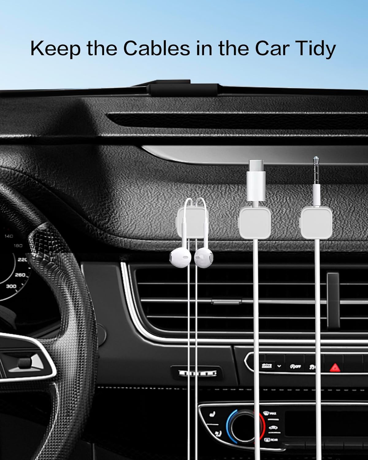 10 Pack Desk Cable Strong Adhesive Management Clips，Organize Phone Charging Magnetic Cable Wire Holder, Easy to Open, for Desk, Wall, Office, Car,Nightstand(White)