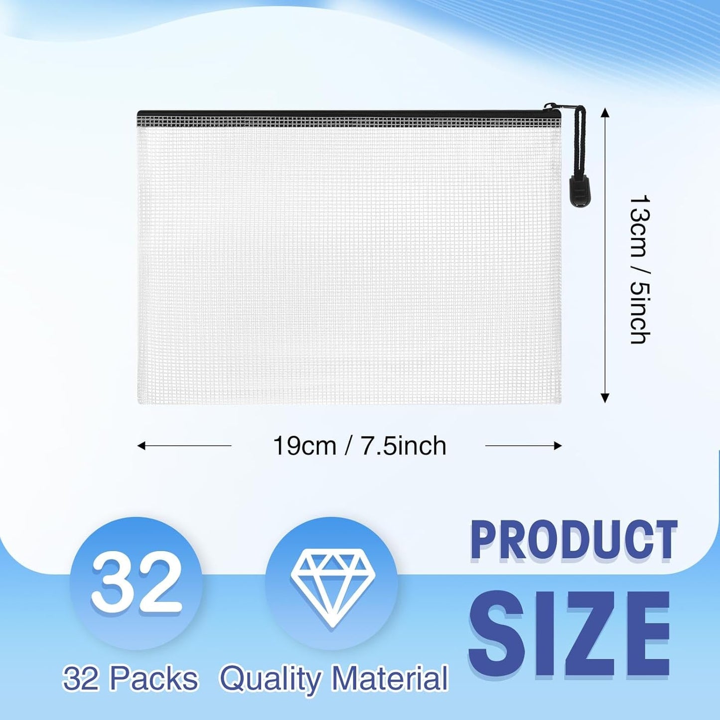 Jetec 32 Pcs Mesh Zipper Bags Toy Storage Bikini Organizer Bag Bolsas Para Guardar Trajes De Baño Waterproof Zipper Reusable Pouch Puzzle Multipurpose for Storage Office(Black,7.5 x 5 Inch)