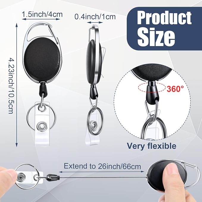 Laumoi 350 Packs Retractable ID Badge Holder Name ID Badge Reel Clips Keychain - Image 2