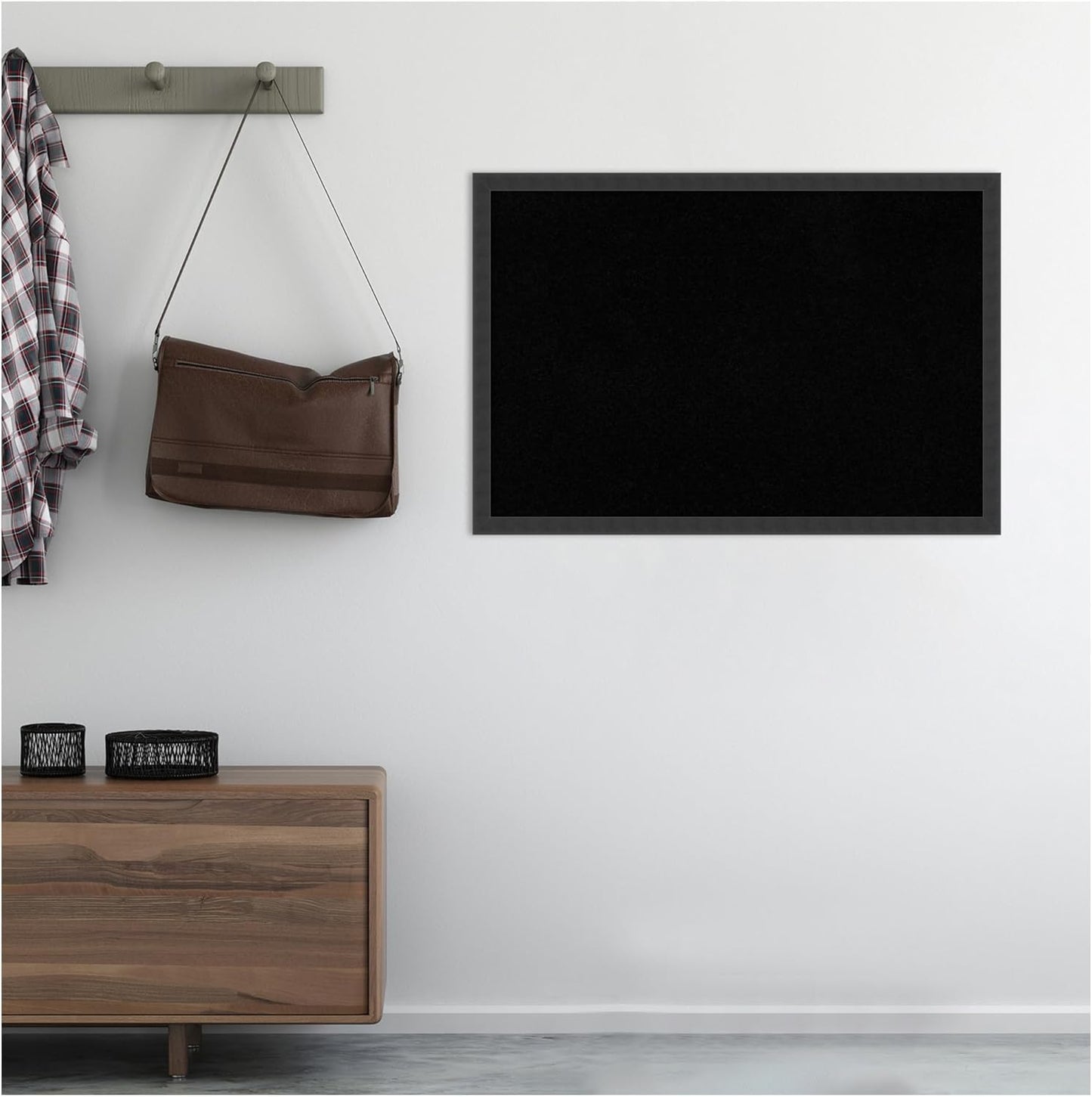 Amanti Art Black Cork Board for Wall, 26x38 Vision Board with Black Wood Frame, Large Corkboard Office Decor for Home Organization, Modern Contemporary Corkboard Pinboard to display items for home