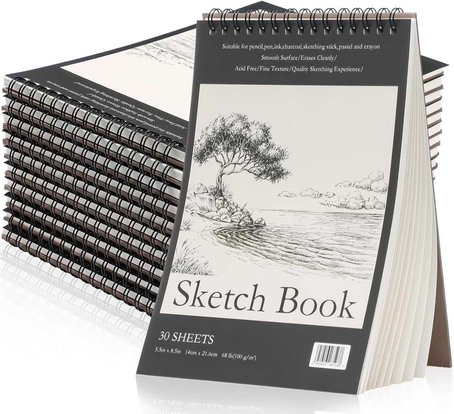 Jexine 40 Pcs 5.5'' x 8.5'' Top Spiral Bound Sketch Book 30 Sheet Each(68lb/100gsm), Sketching Drawing Pad Bulk Artist Sketch Pad Kids Drawing Paper Art Sketchbook for Painting (Tree)
