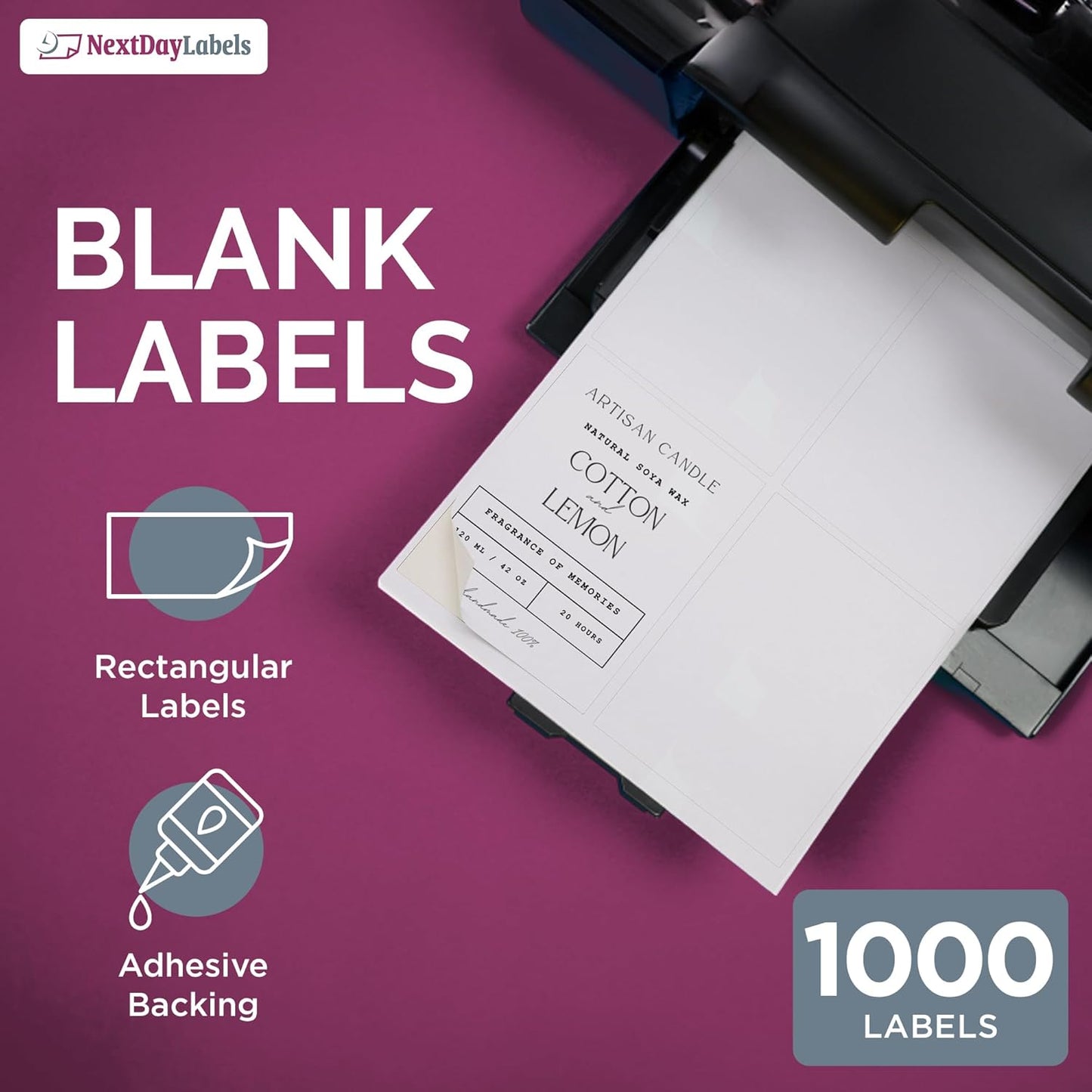 NextDayLabels – 4” x 5” Rectangular Sticker Labels for Printer - White Laser/Inkjet Printer Labels Return Address Labels Shipping Label Stickers (100 Sheets, 4 Per Sheet, 400 Labels)