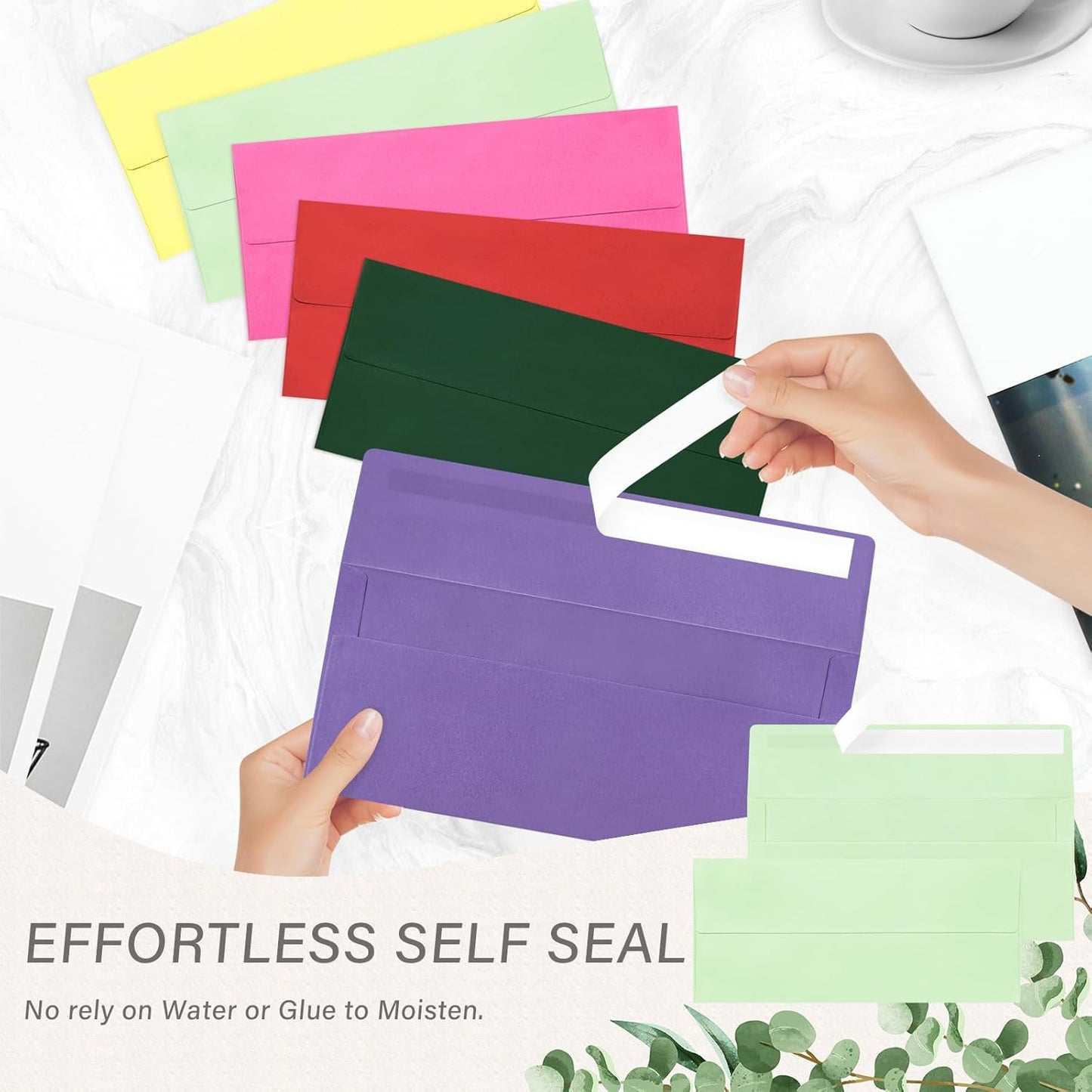 100 Pack #10 Business Envelopes, Self Seal Standard Light Green Envelopes for Secure Business & Legal Mailing, Office, Checks, Letter, Invoices, 4 1/8 x 9 1/2 Inches