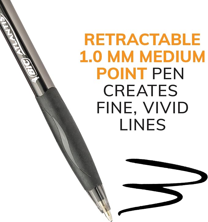 BIC Glide Blue Retractable Ballpoint Pens, Medium Point, 12-Count Pack - Image 4