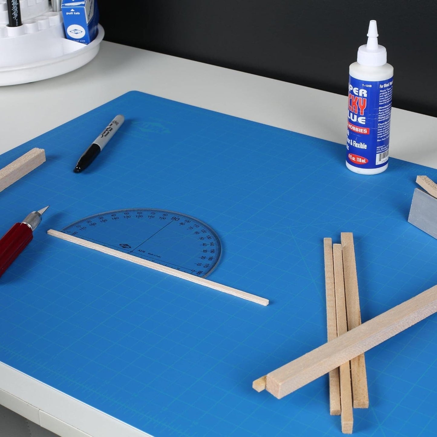 ALVIN HM Self-Healing Cutting Mat for Hobbies 18 x 24 inch | Double-Sided Blue/Grey | 3-Layer Gridded Surface for Arts, Crafts and Sewing - Model HM1824