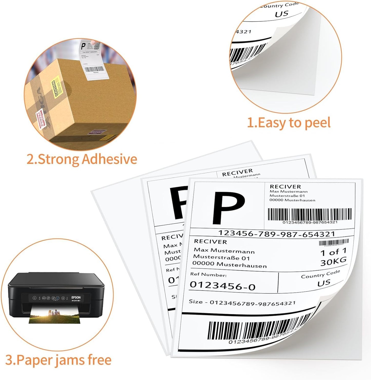 8.5 x 11 Sticker Paper for Inkjet Printer, 200 Sheets Full Sheet Printable White Sticker Paper for Laser Printing, Matte, All 200 Lables