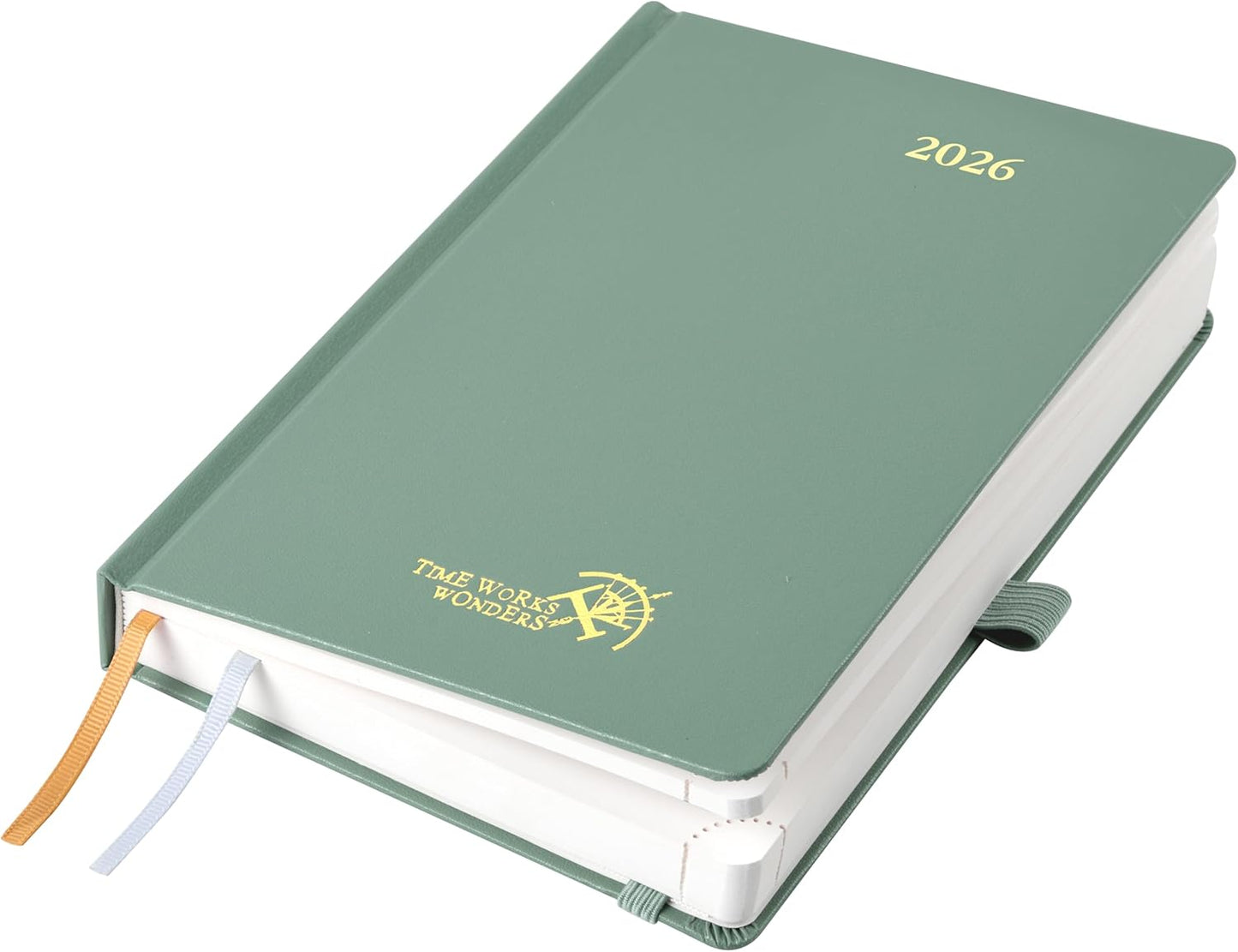 POPRUN 2026 Daily Planner One Page Per Day A5 Size Calendar (5.75" x 8.5") - 12 Months Hourly Appointment Book with Hardcover, Pocket, Pen Holder - Midnight Green