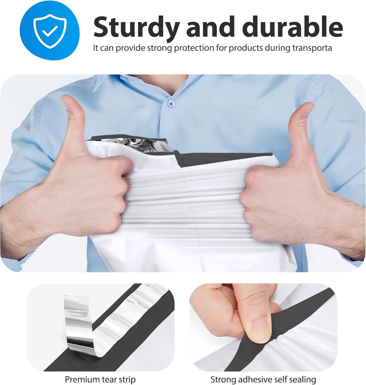 Fuxury 12x15.5 200pc White Poly Mailers, Shipping Bags for Clothing Self-Seal Shipping Envelopes, Mailing Envelopes, Mailers Poly Bags for Small Business, Boutique
