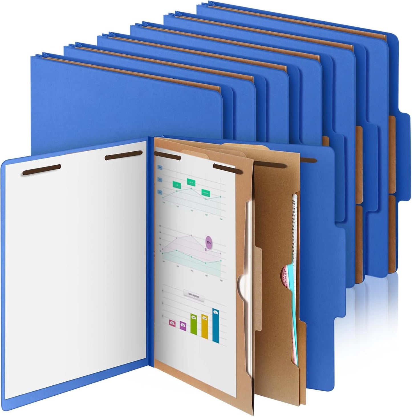 12 Pcs Classification Folders Letter Size, 2 Pocket Dividers Pressboard File Folder with Fasteners, Expanding File Organizer Bulk for Teachers, Clergy, Office, Church, Christmas (Dark Blue)