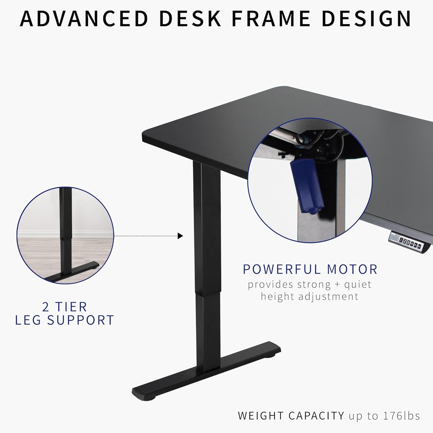 VIVO Electric 60 x 24 in Standing Desk, Memory Height Adjustment, 1B Series, One-Piece Dark Gray Top, Gray Frame, DESK-KIT-1G6G