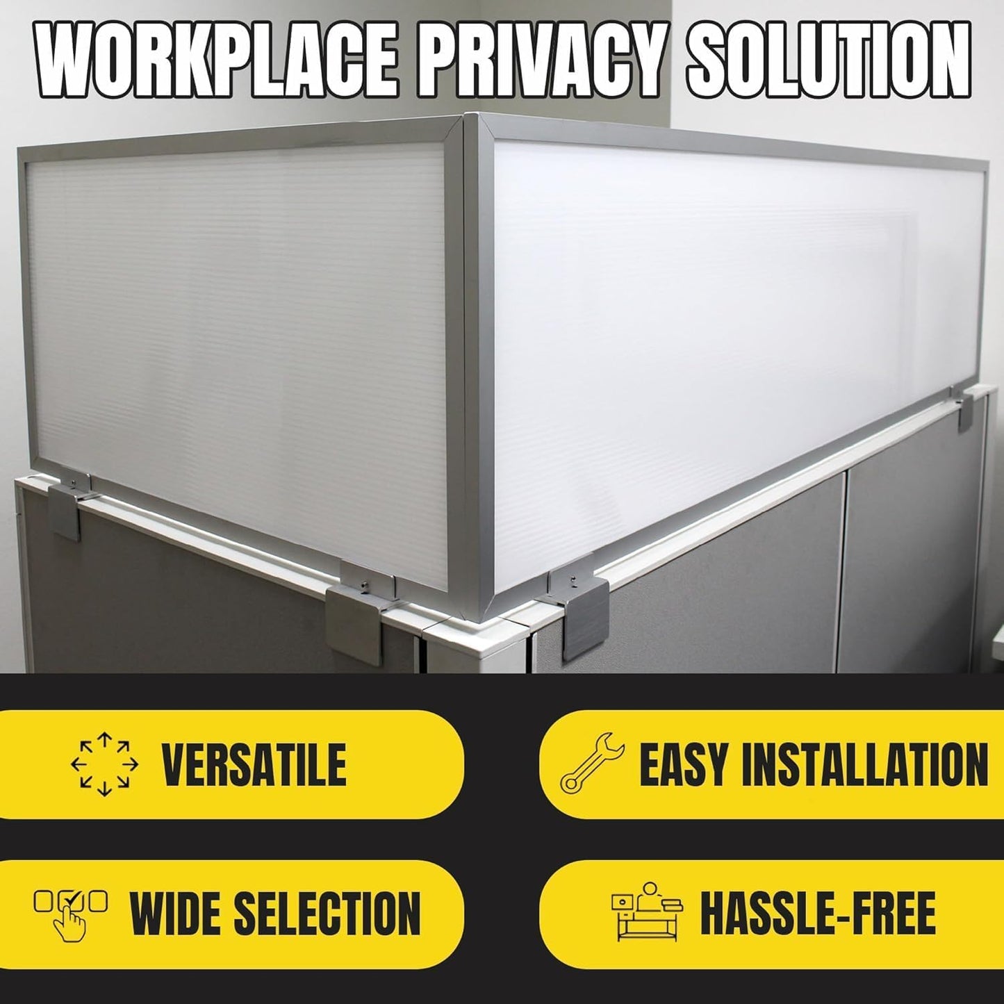 OBEX Privacy Screen & Office Panel Extender for Office Cubicles, Polycarbonate Desk Privacy Panel & Divider for Office Cubicle, 18" x 30", White
