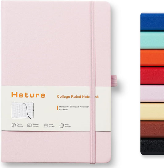 Hardcover Notebooks, A5 Lined Journals Notebook for Writing 160 Pages, 8.2 x 5.5 inch, Classic Ruled Notebooks for College/Work/Travel (Pink, 1 Pack)