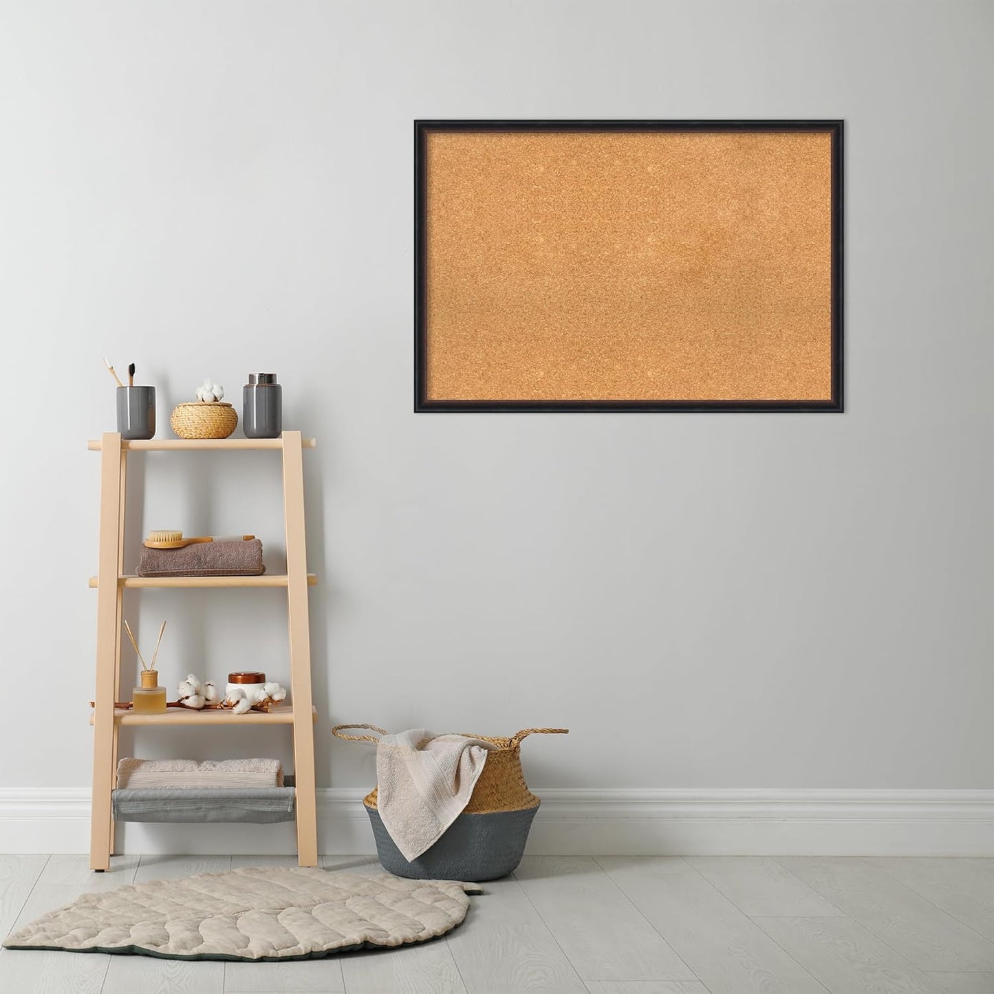 Amanti Art Natural Cork Board for Wall, 26x38 Vision Board with Black Wood Frame, Large Corkboard Office Decor for Home Organization, Casual Corkboard Pinboard to display items for home organization