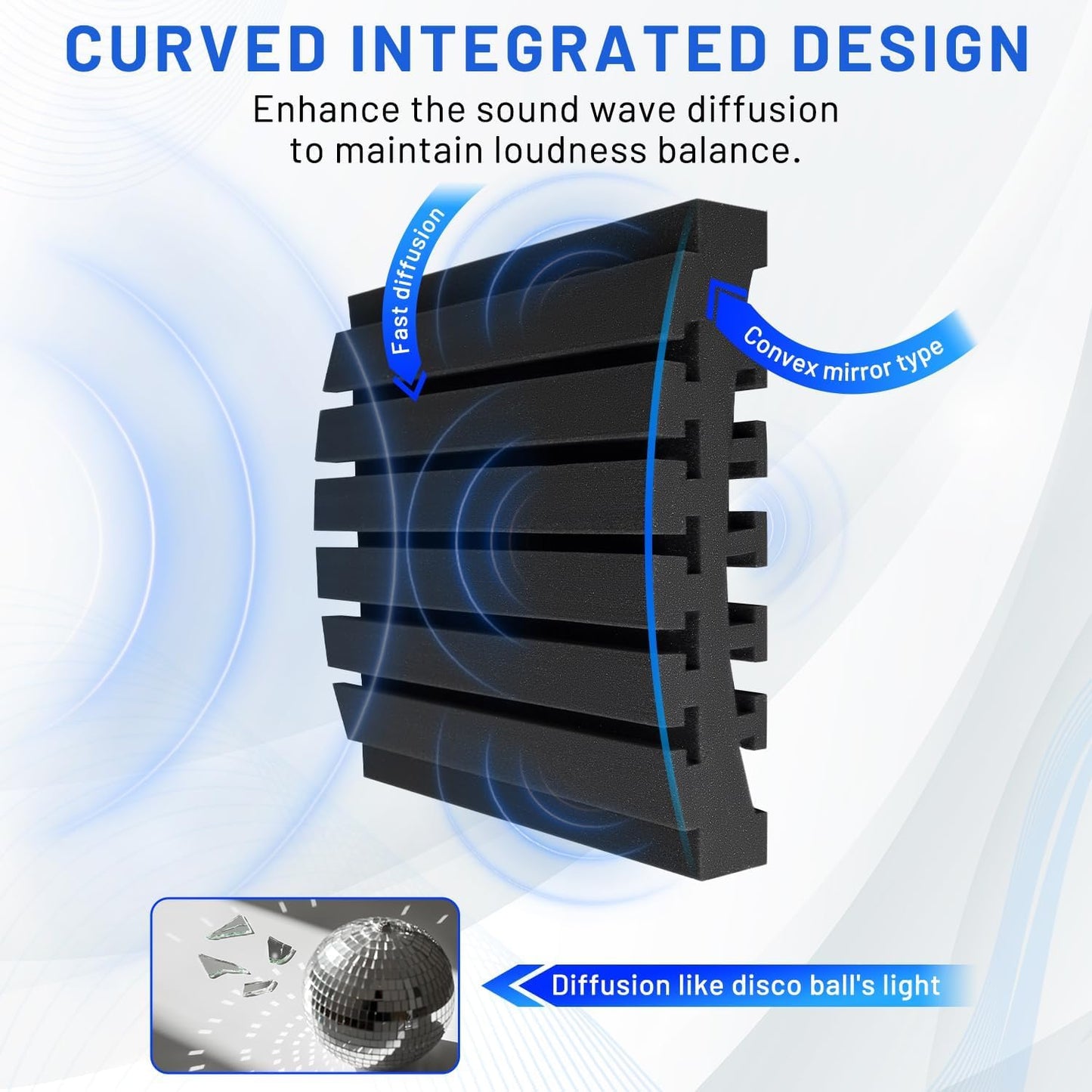 36 Pack Curved Acoustic Foam Panels 3" x 12" x 12" Sound Proof Foam Panels Soundproofing Noise Cancelling Wedge Panels for Home Office Recoding Studio with 240 PCS Double-Side Adhesive