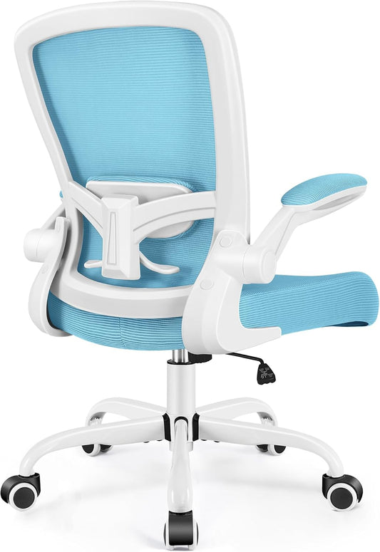 FelixKing Office Chair, Ergonomic Desk Chair Breathable Mesh Chairs with Adjustable High Back Lumbar Support Flip-up Armrests, Executive Swivel Comfy Task Computer Chairs for Home Office Blue