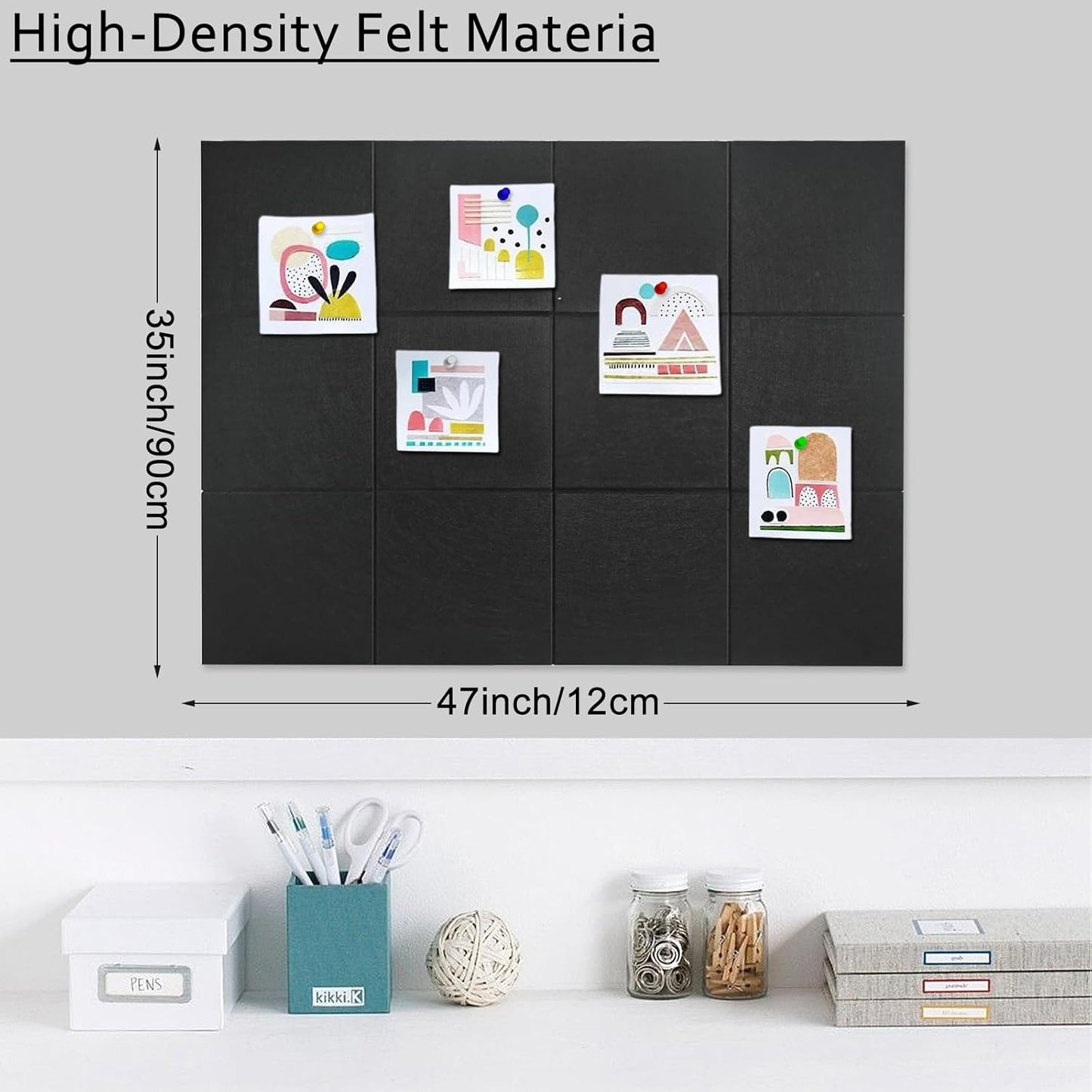 Large Acoustic Panels, 48"X36"X0.4" Sound Proof Foam Panels for Walls, Sound proof panels for walls, Soundproof Wall Panels for Home Studio&Office Decor. (Black)