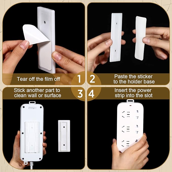 Yinkin 6 Pcs Power Strip Holder Self Adhesive Power Strip Wall Mounted - Image 4