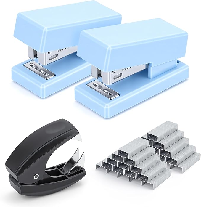 Mini Stapler with 2000 Staples, 30 Sheet Capacity, Jam-Free Small Desktop by JEFURE