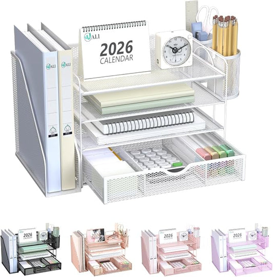 WALI Desk File Organizer, 4 Tier Desktop Paper Letter Tray Organizer by WALI