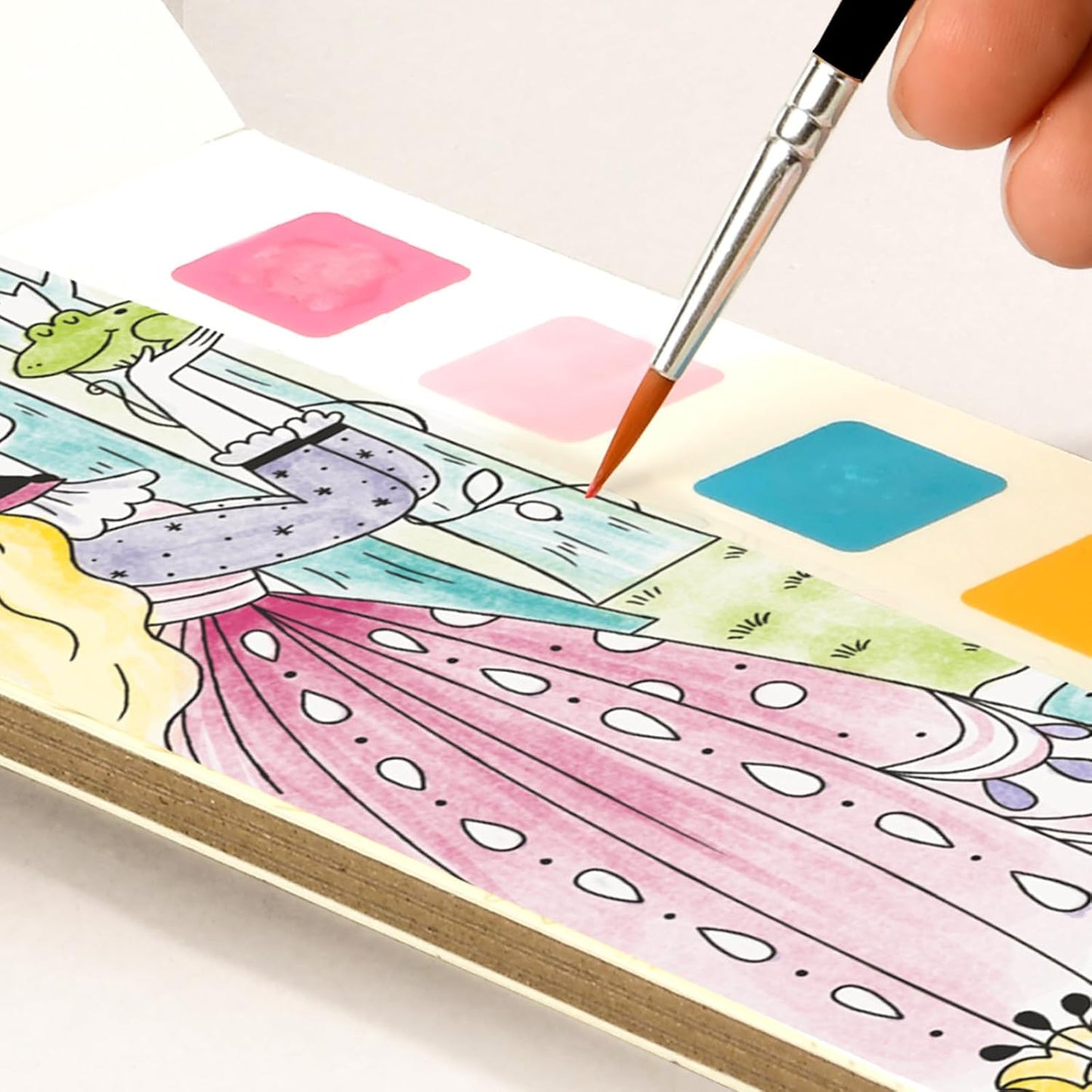 Mideer Watercolor Painting Book for Kids Ages 4-8, Pocket Watercolor Painting Book Arts and Crafts for Toddlers, Travel Activities Paint with Water Coloring Book Set for Kids 3-8 (Fairy Tale Dream)