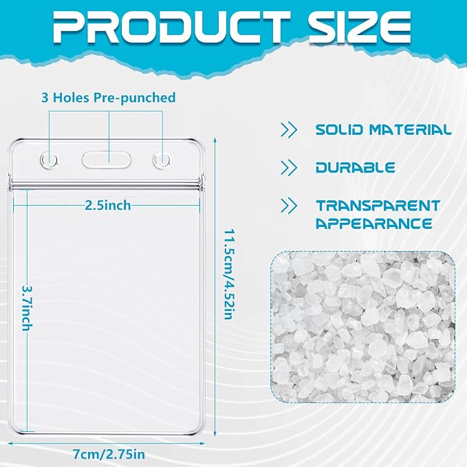150 Pack Vertical ID Badge Holders Clear Plastic Waterproof Card Holder - Image 2
