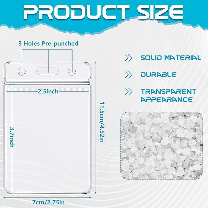 100 Pack Vertical ID Badge Holders Clear Plastic Waterproof Card Holder - Image 2