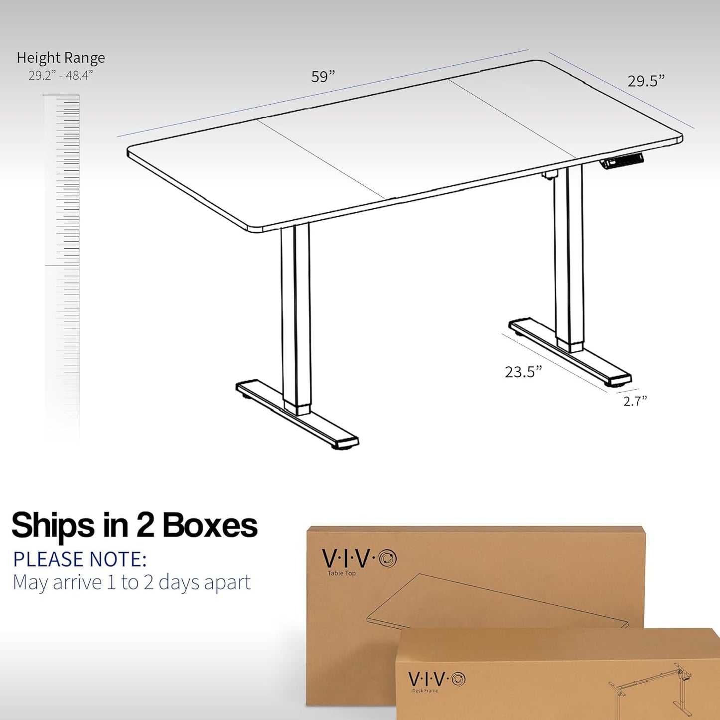 VIVO Electric 60 x 30 in Standing Desk, Memory Height Adjustment, 1B Series, Light Wood Top Black Frame, DESK-KIT-1B6C-30