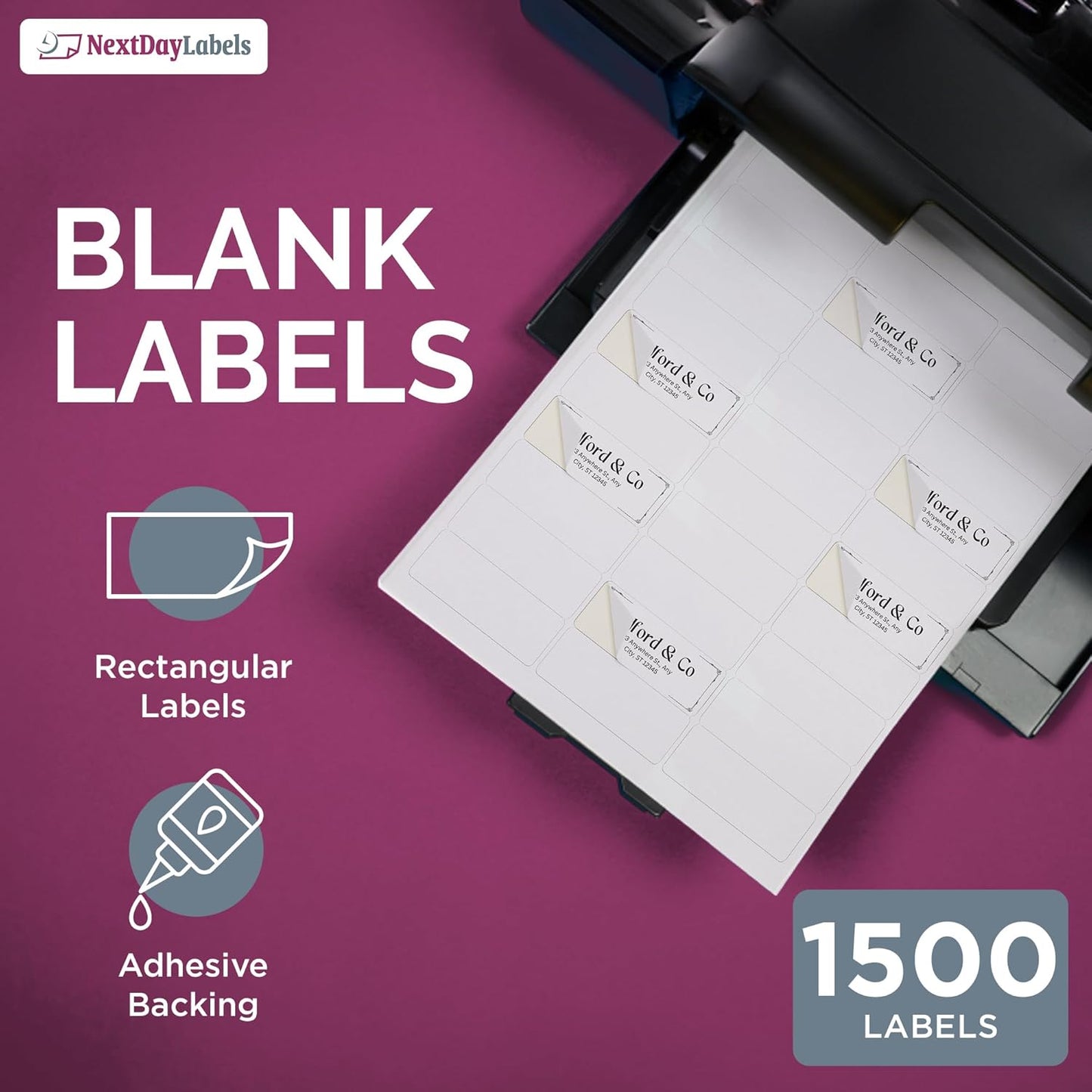 NextDayLabels - 2.5/8" x 1" Rectangular Sticker Labels for Printer - White Laser/Inkjet Printer Labels Return Address Labels Shipping Label Stickers (100 Sheets, 30 Per Sheet, 3000 Labels)