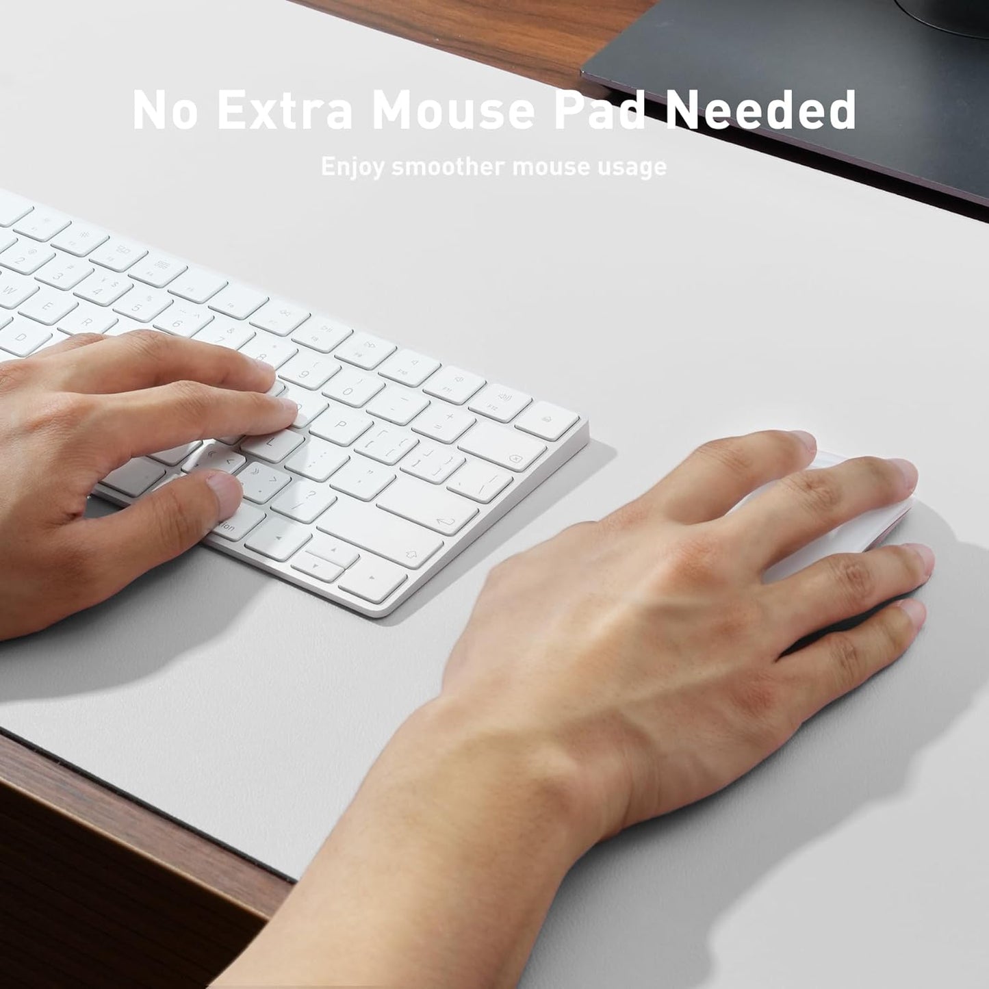 Aothia Leather Desk Pad Protector, Mouse Pad,Office Desk Mat, Non-Slip PU Leather Desk Blotter, Laptop Desk Pad, Waterproof Desk Writing Pad for Office and Home (48"x17", Off-White)