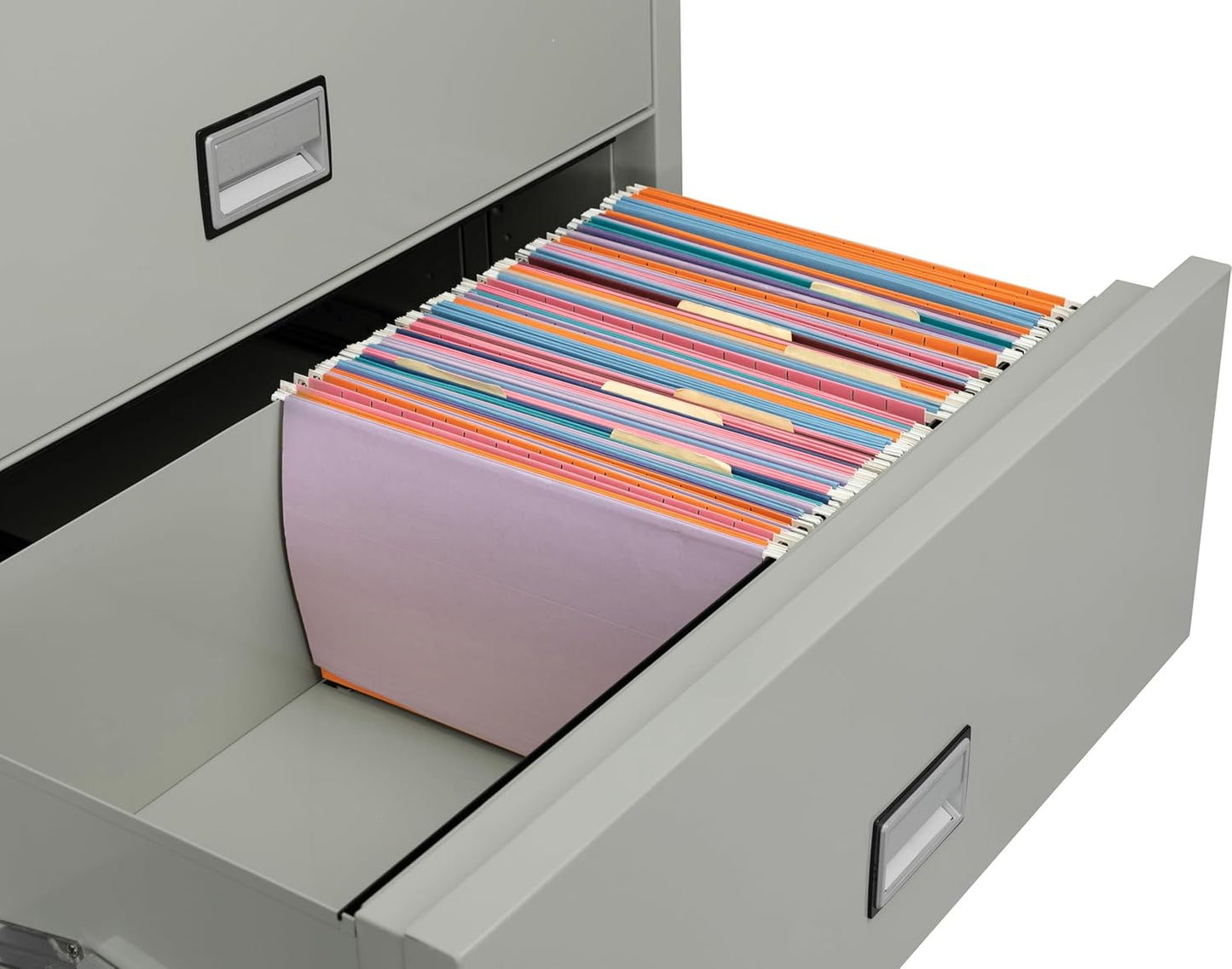 38 inch Wide 4-Drawer Lateral Fireproof File Cabinet – Legal and Letter Size Filing – Key Lock – Water Resistant – Fire Safe and Impact Rated – Light Gray Finish – Model LAT4W38LG