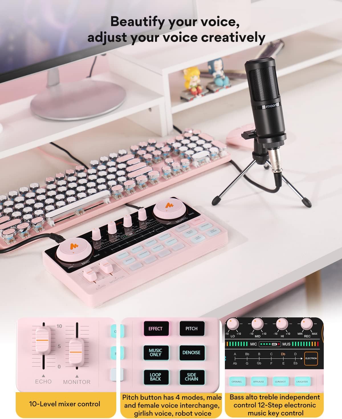 MAONO Podcast Equipment Bundle Audio mixer All-in-One Podcast Production Studio with 3.5mm Microphone for Live Streaming, Podcast Recording, PC, Smartphone, DJ MaonoCaster Lite (AU-AM200-S1)