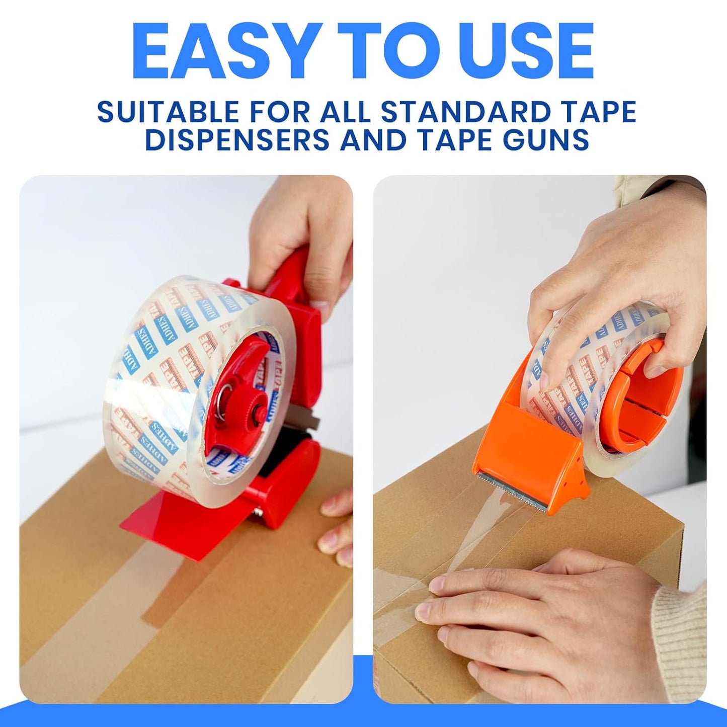 ADHES Packing Tape Shipping Tape Packaging Tape for Moving Boxes Heavy Duty Clear, 50M Length 4.8cm Width,2.6Mil Thickness