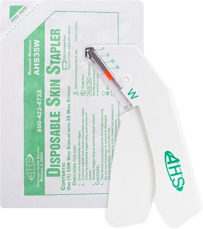 AHS Sterile Skin Stapler, 35 Wide Preloaded Staples, Vet and Medical First Aid by Med-VetInternational