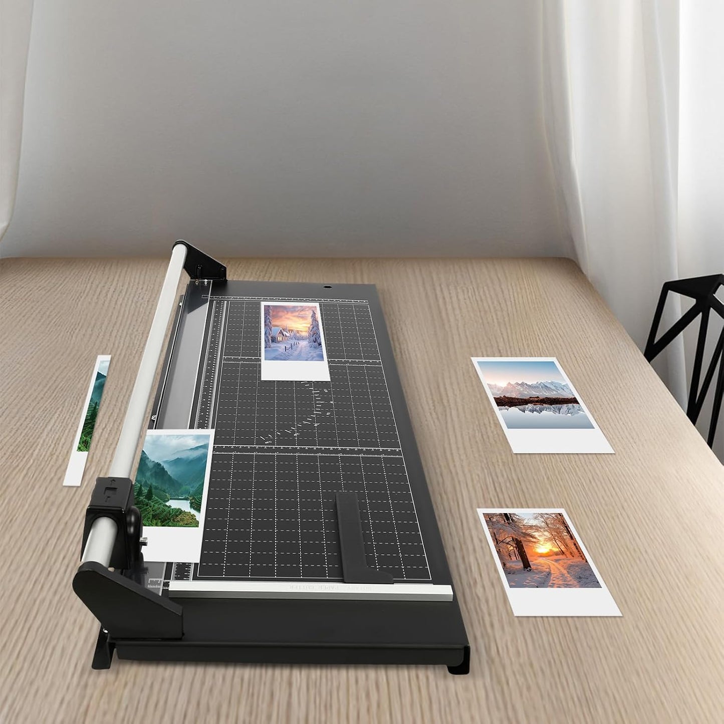 Professional Rotary Trimmer, 36" Cut Length, 0-60° Angle Scale, Photo Paper Cutter with Positioning Ruler & 2 Blades, for Cutting Card Stock, Office Paper with A Thickness of Less Than 1mm