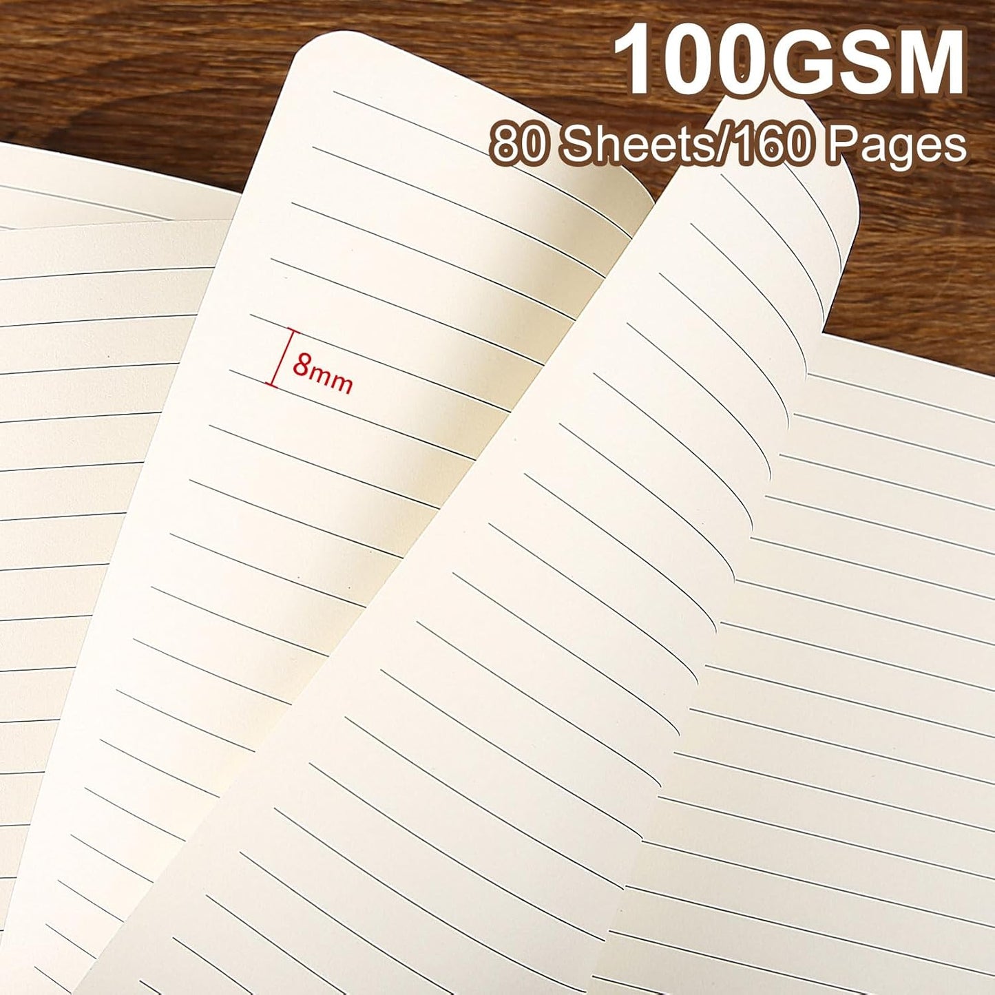 Lined Journal Notebook for Work College Ruled Note Book 7.2"x9.6" B5 PU Leather Daily Journaling 160 Pages for Women Men Writing Home School Supplies Business (B5 Lined 160pages, 08-Red)