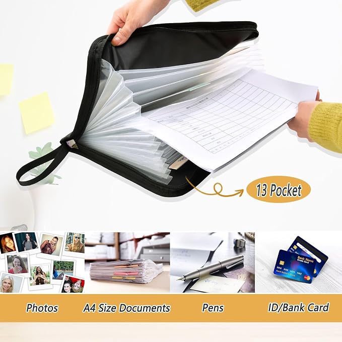Expanding File Folder Purple Tulips Pattern Accordion File Organizer 13 Pockets - Image 3