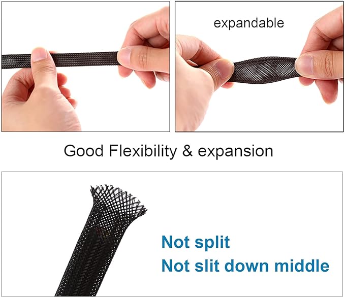 25ft - 1.5 inch PET Expandable Braided Sleeving – Black – Alex Tech Braided - Image 5