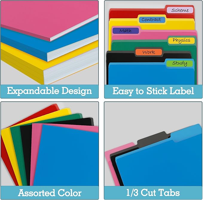 Two-Tone File Folder 8.5 x 11 Inch, 36 Pack Red File Folders, 1/3 Cut Tabs File - Image 4