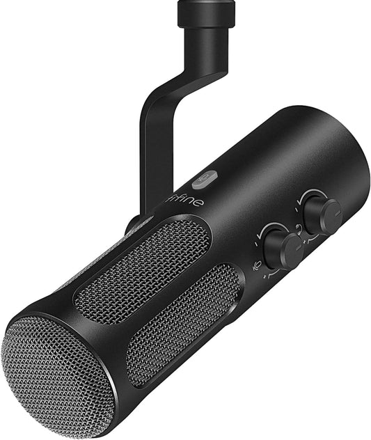 FIFINE XLR/USB Podcast Dynamic Microphone for Streaming, Studio XLR Microphone, PC Streamer Mic All Metal with Mute Button, Headphone Jack, for Vocal Voice Over Music Recording-AmpliTank Tank3