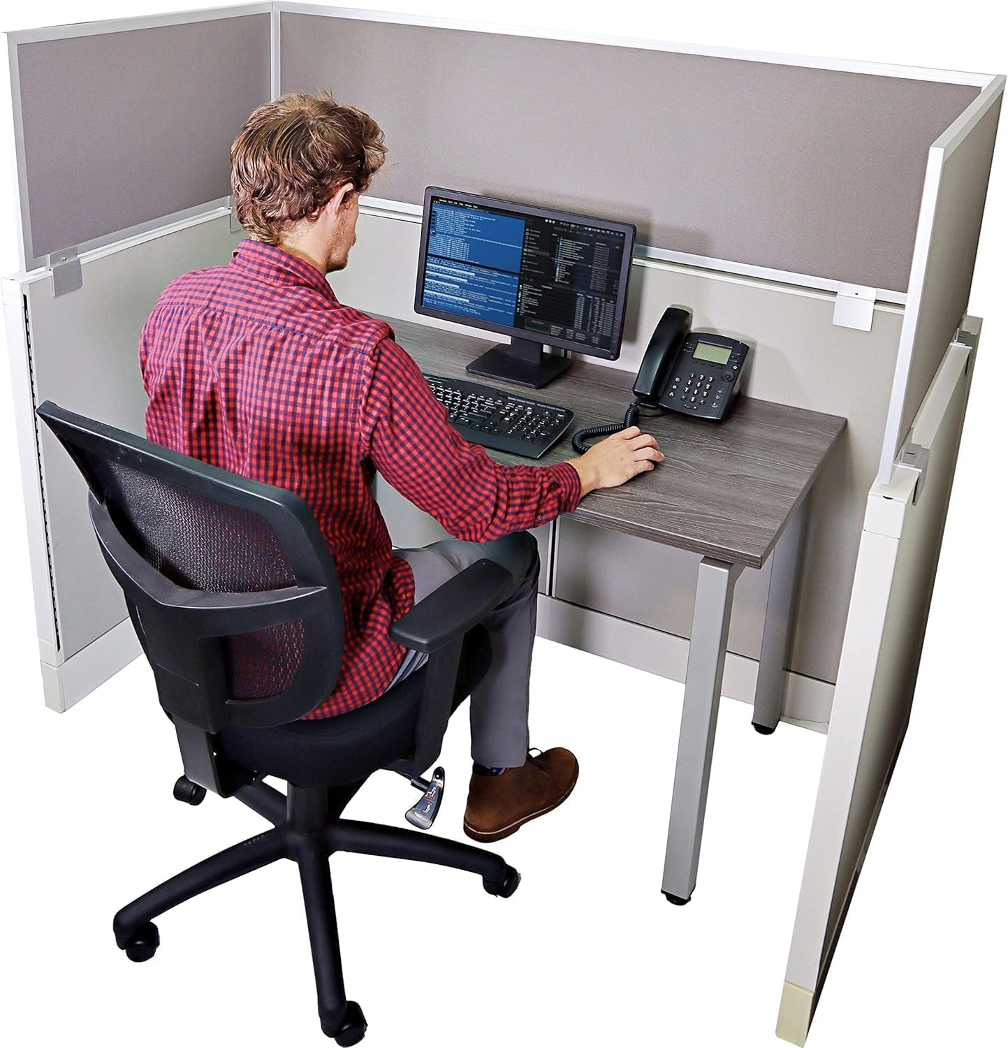 OBEX Acoustical Cubicle Privacy Screen Extender Desk Panel & Office Divider, Add Separation & Block Noise, 24" x 42", Overcast
