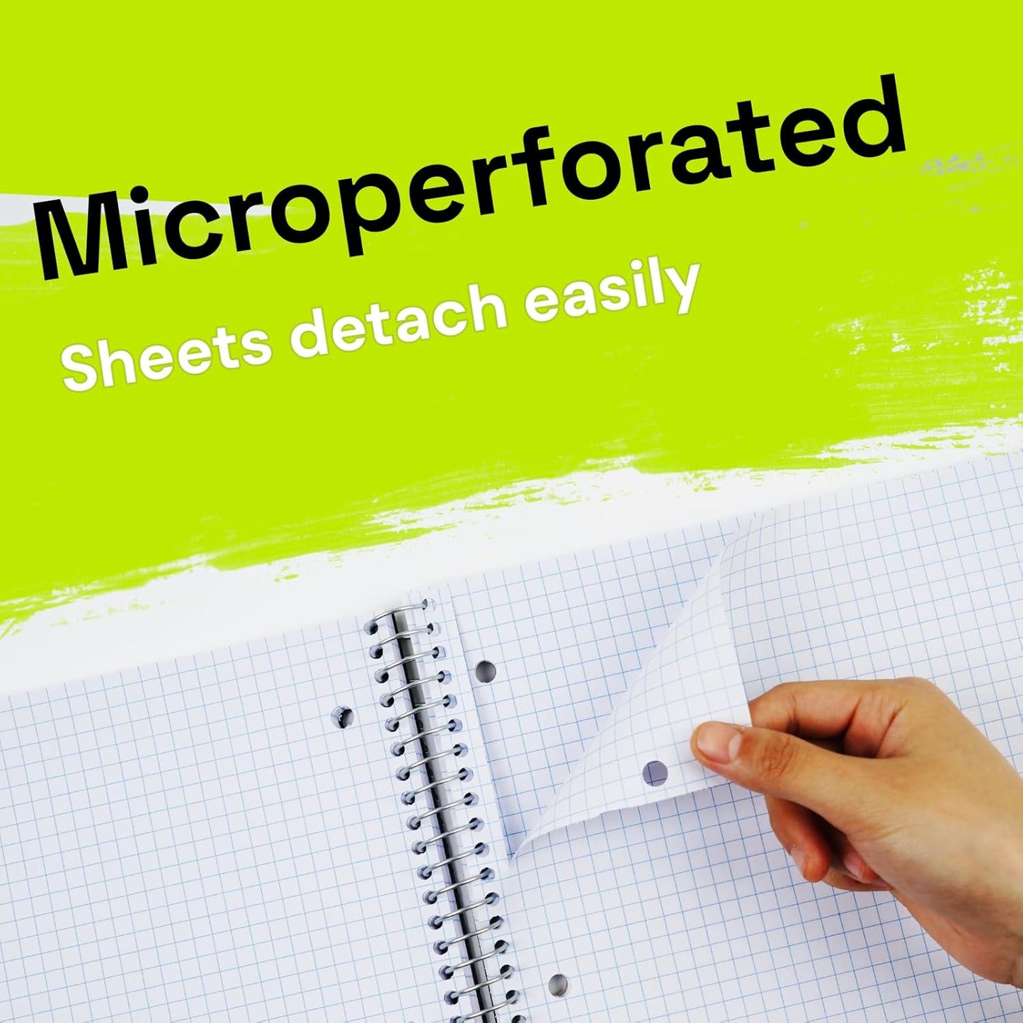 Spiral Notebook for School 3 Pack, 1 Subject, 4x4 Graph Ruled Paper, 100 Sheets, 9" x 11", 1 Divider with Pocket, 3 Hole Punched, Plastic Cover, 1/4" Grid Graphing Note Book Bulk,Midnight Green