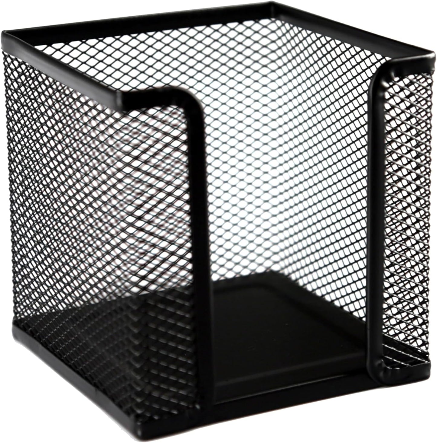 Huron Desktop Desk Sticky Note Pad Memo Note Cube Holder Dispenser for Office Home School, Black Metal Mesh