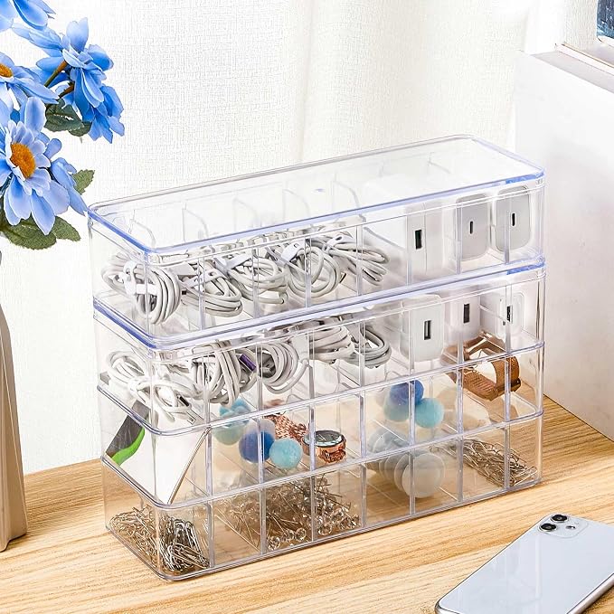 Tatuo 2 Pcs Cord Organizer for Drawer Desktop, Cable Organizer Box - Image 4