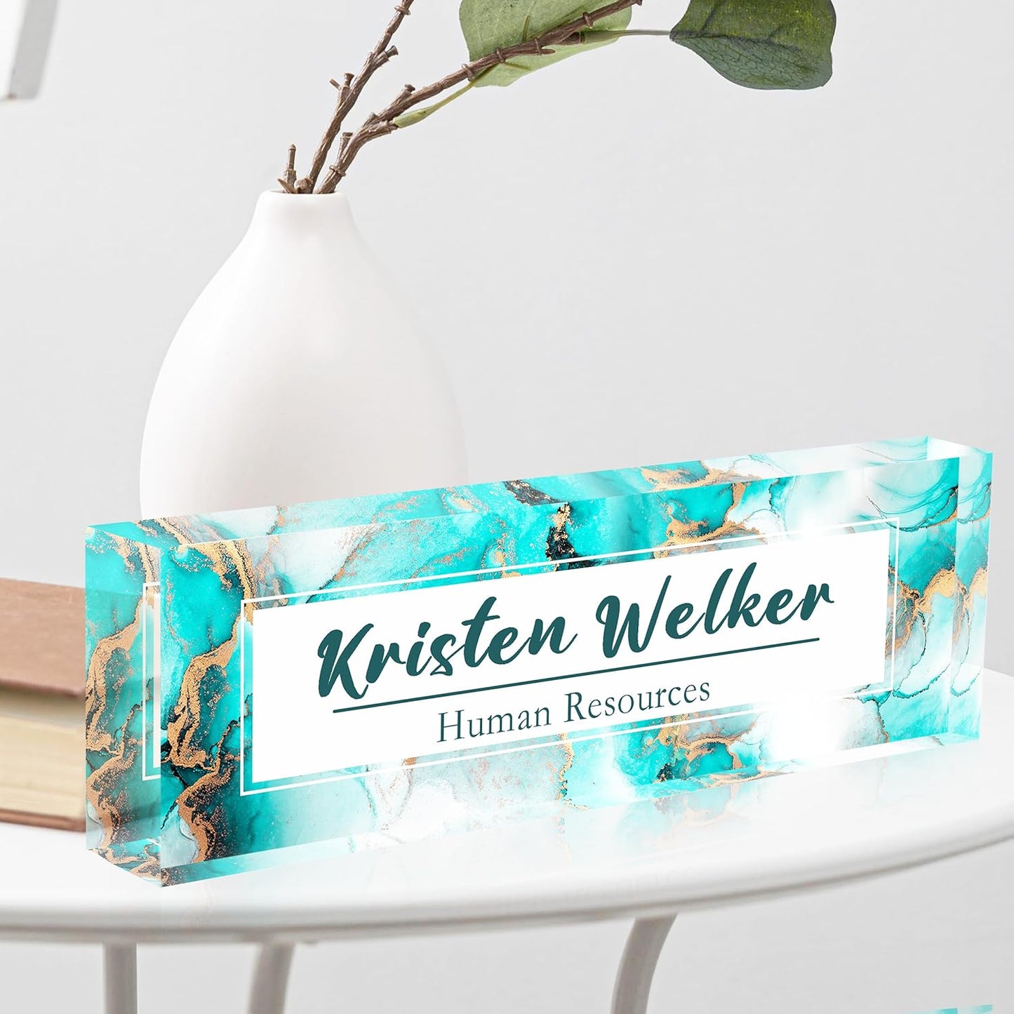 Custom Name Plate for Desk, Desk Name Plate Personalized Office Desk Decor for Women Men, The Office Gifts Employee Appreciation Gifts for Boss, Manager, Teacher, Nurse, Acrylic Desk Accessories
