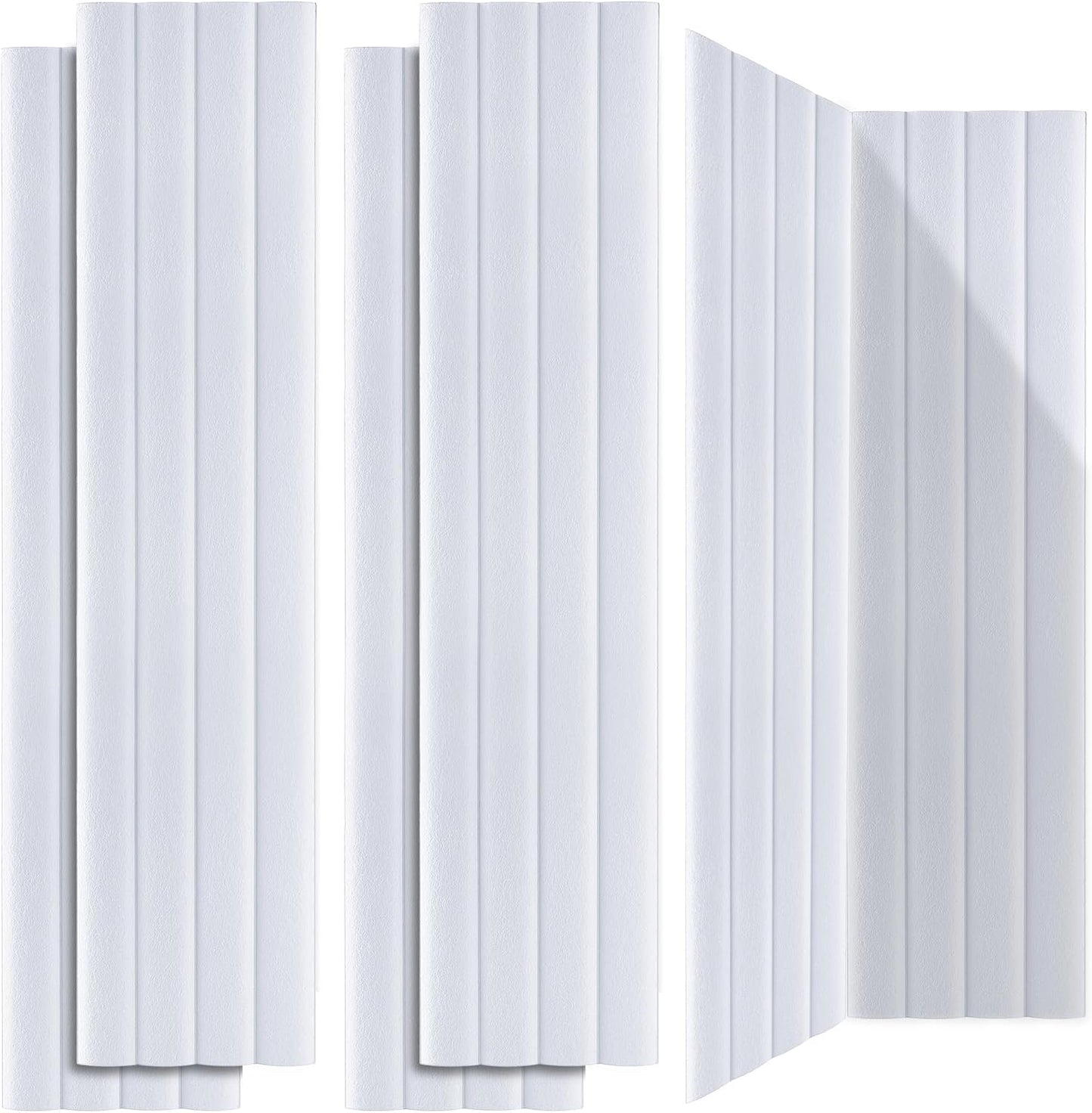 BUBOS 6 Pack Large Acoustic Panels,47.2"x11"3D Wave Pattern Acoustical Wall Panels,Self-Adhesive Sound Proof Panels for Walls,Decorative Soundproof Panels for Recording Studio&Office (White 01)