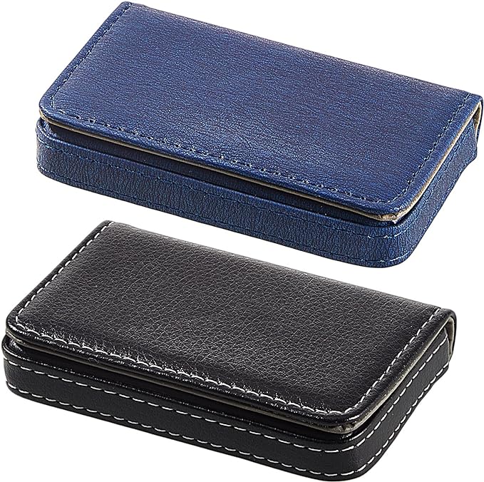Outus 2 Pcs Business Card Holder, PU Leather Business Card Case Pocket Wallet by Outus