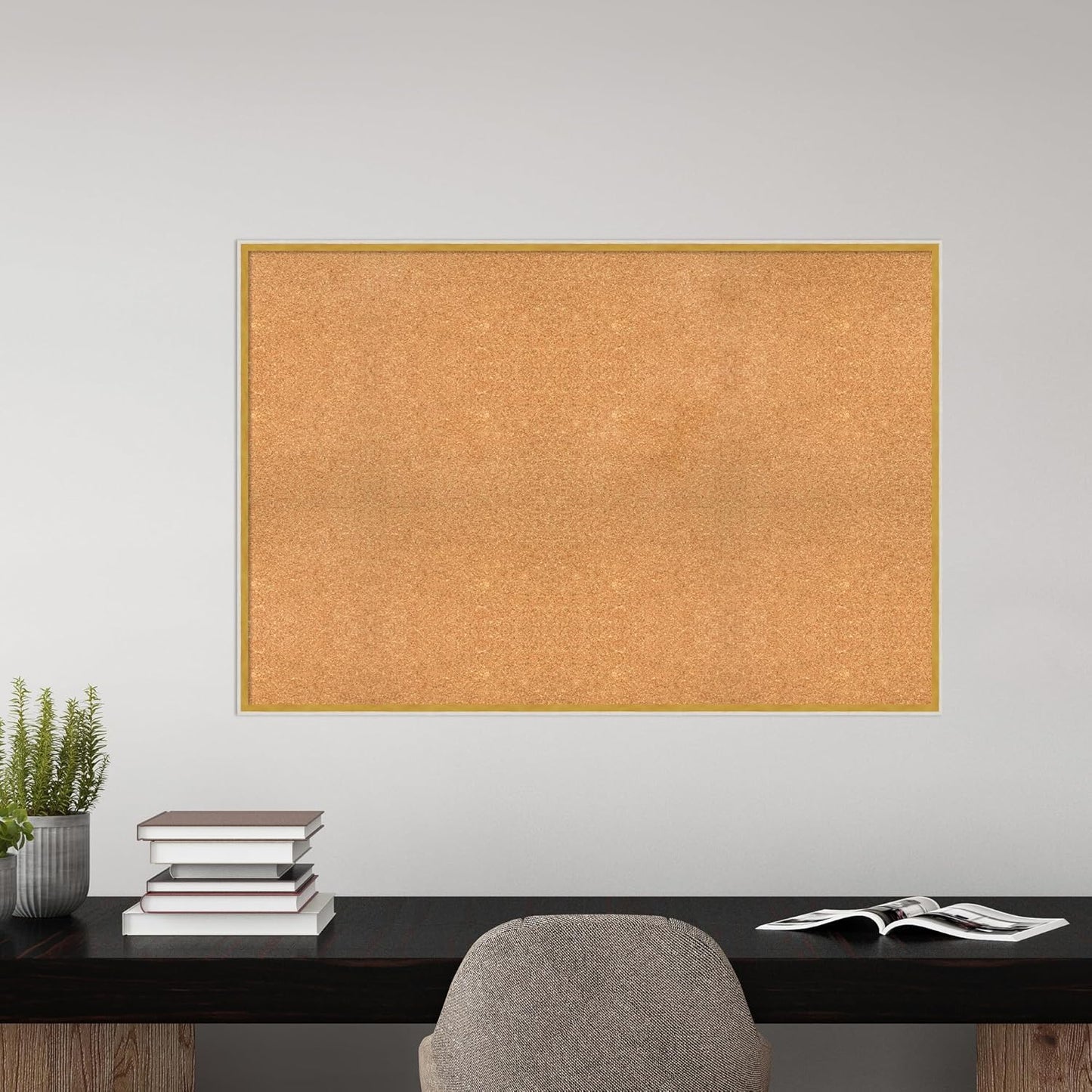 Amanti Art Natural Cork Board for Wall, 33x49 Vision Board with White Frame, Oversize Corkboard Office Decor for Home Organization, Modern Corkboard Pinboard to Display Items for Home Organization in