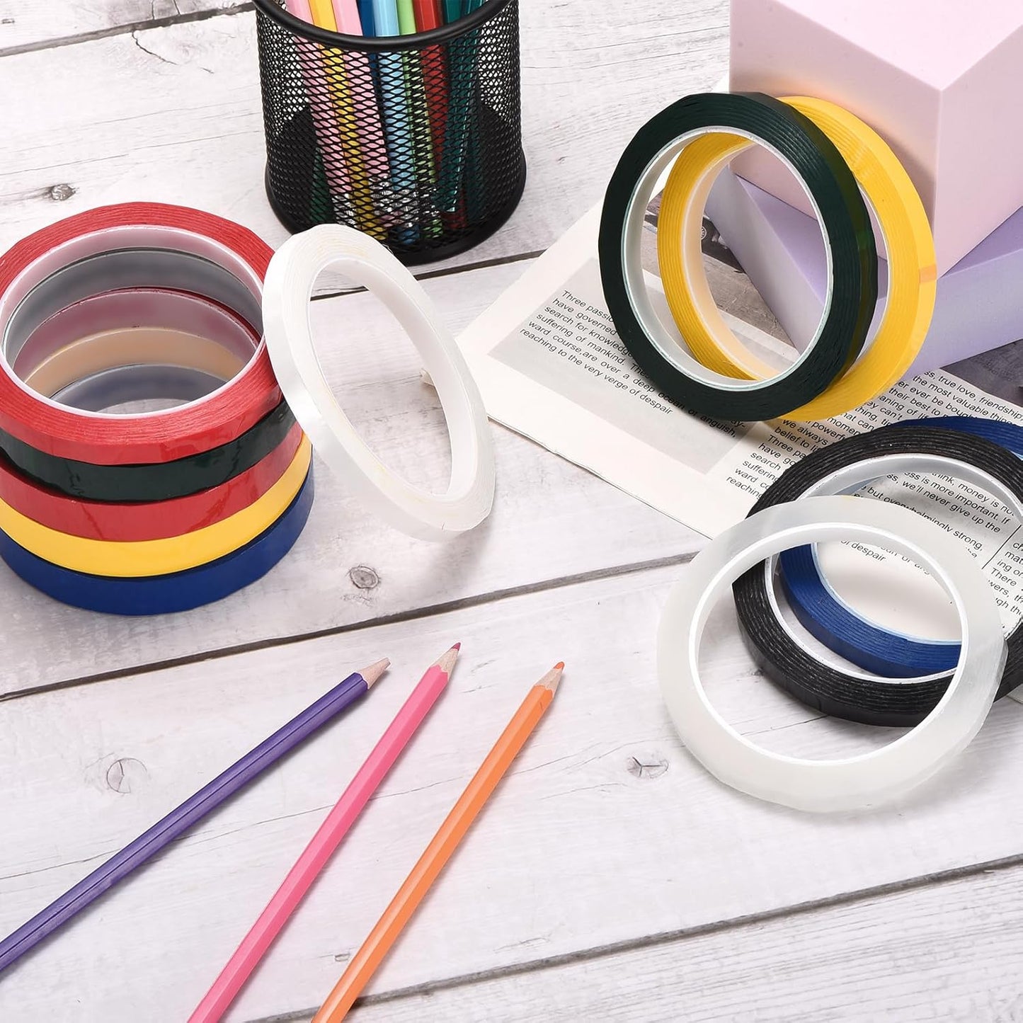 MECCANIXITY 10 Rolls Whiteboard Tape Graphic Chart Tape 3mm 54.7 Yard Art Tape Thin Self-Adhesive Pinstripe Tape Masking Tape for Gift Wrapping Craft Supplies, Black